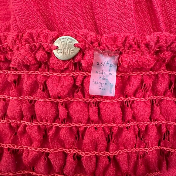 Free People One Adella Boho Lace Maxi Dress Strappy Ruched Red Sz XS - Picture 10 of 11